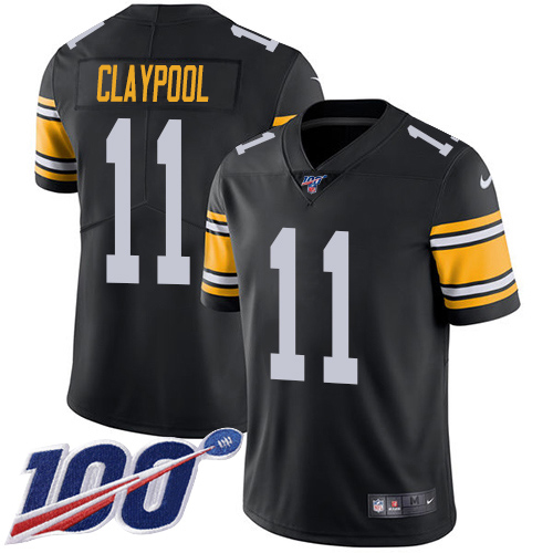 Pittsburgh Steelers #11 Chase Claypool Black Alternate Youth Stitched NFL 100th Season Vapor Untouchable Limited Jersey->youth nfl jersey->Youth Jersey